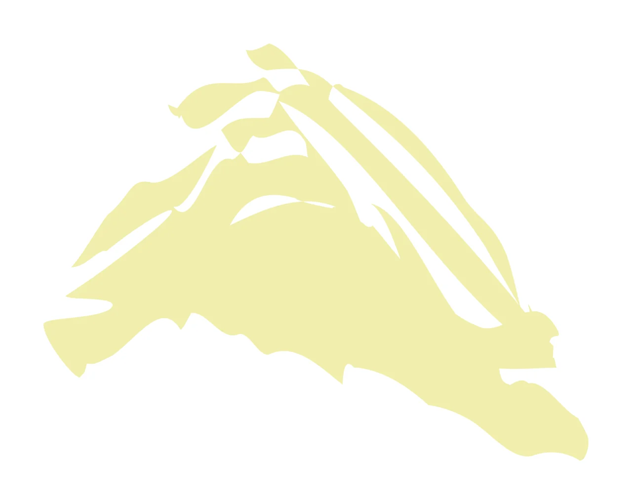 Abstract shape Illustration with yellow silhouette, curved shapes and minimalist design in pale yellow and white