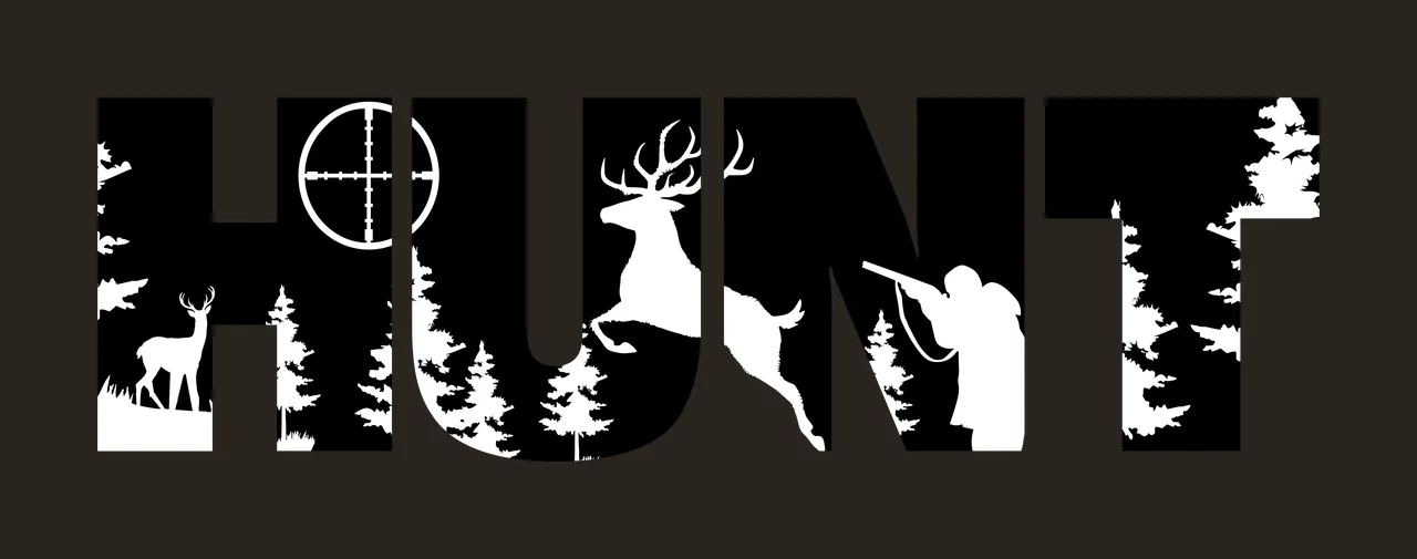 Deer Hunt Text With Silhouette Scene word standing forest scope contrast preview thumbnail