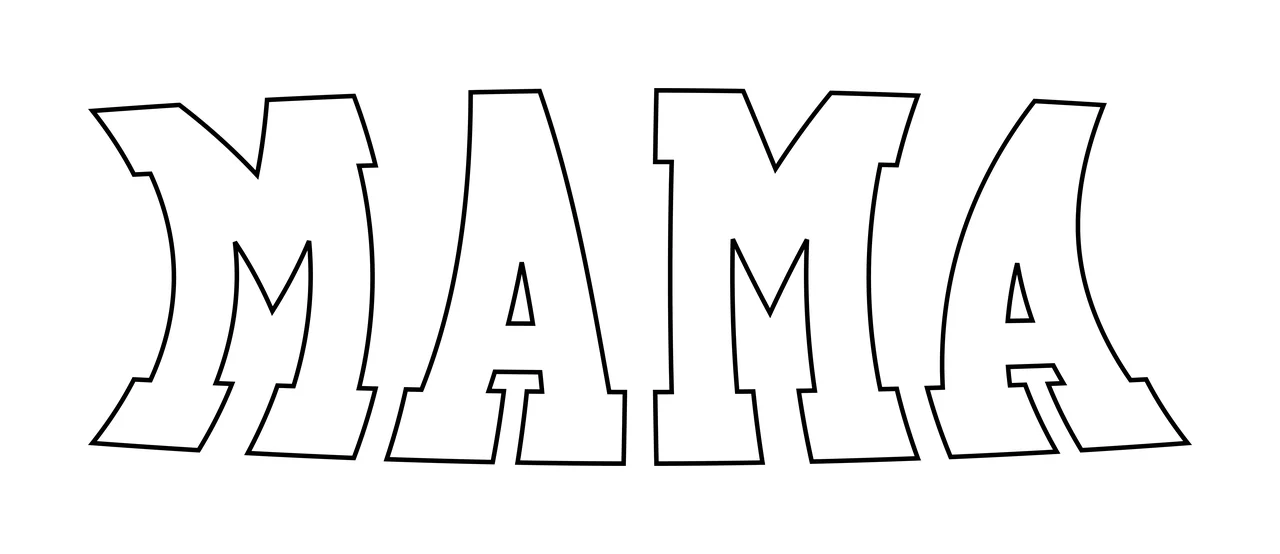 Mama Outlined Bubble Letters Spelling The Word outlines outline