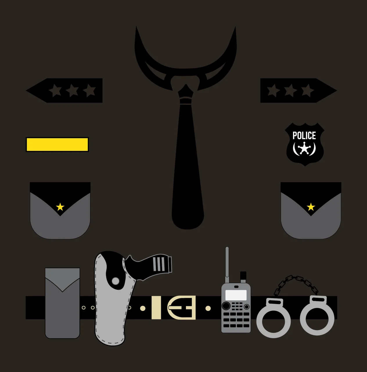 Uniform Accessories Arranged Display With Tie And Shoulder contrast preview thumbnail