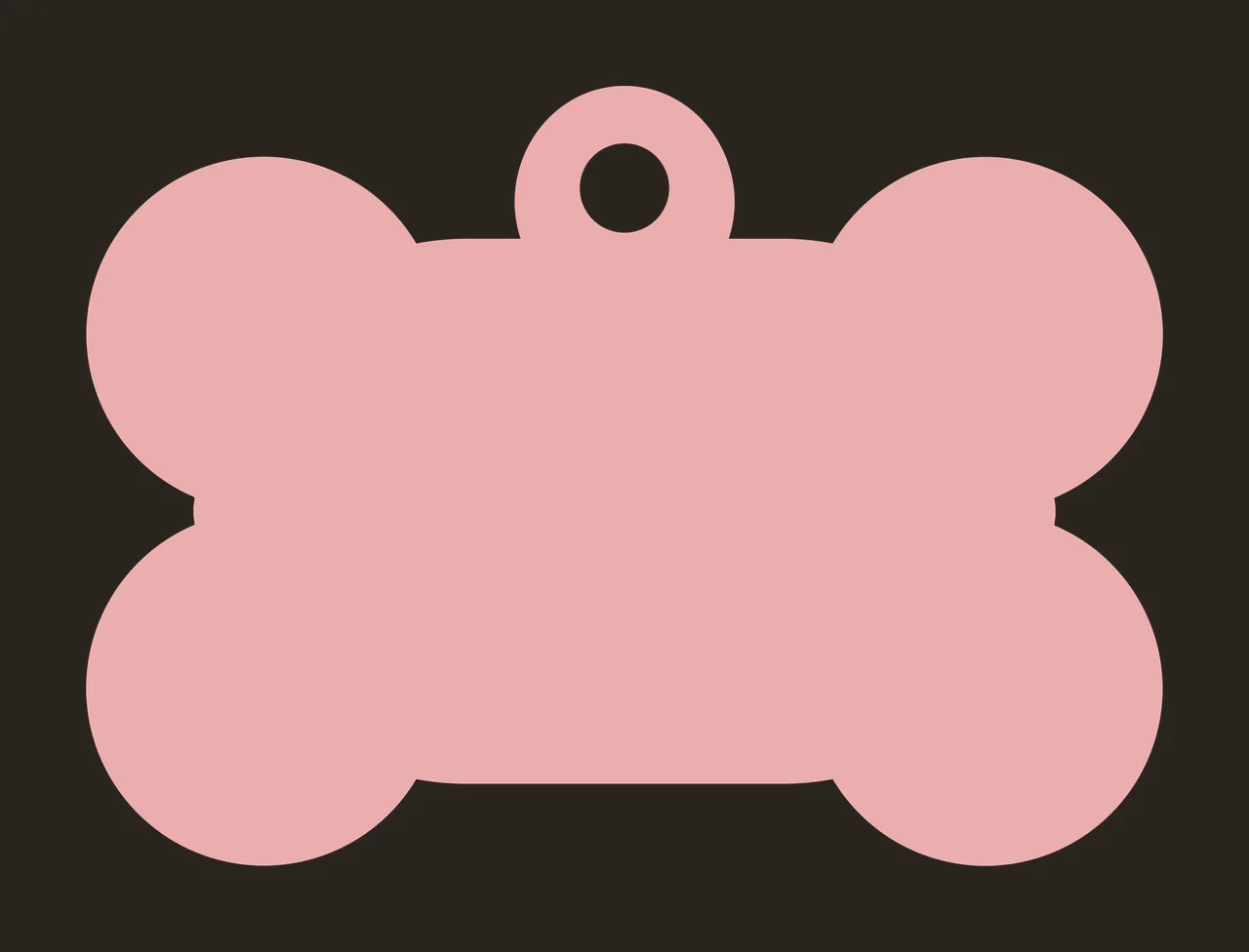 Bone-shaped pet tag with pink bone-shaped tag and central hole contrast preview thumbnail