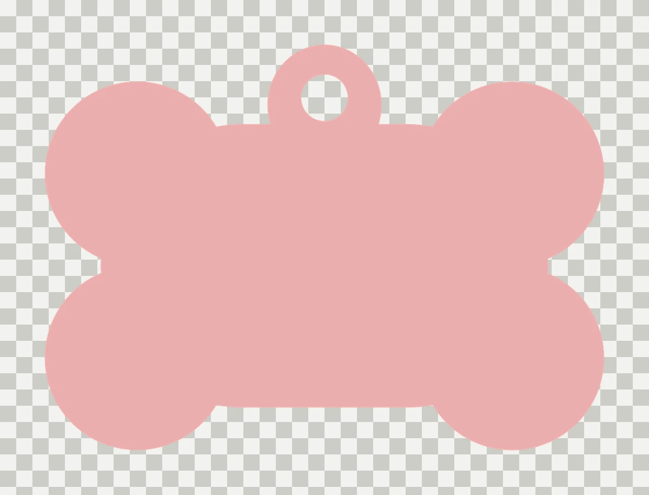 Bone-shaped pet tag with pink bone-shaped tag and central hole transparency and detail preview thumbnail