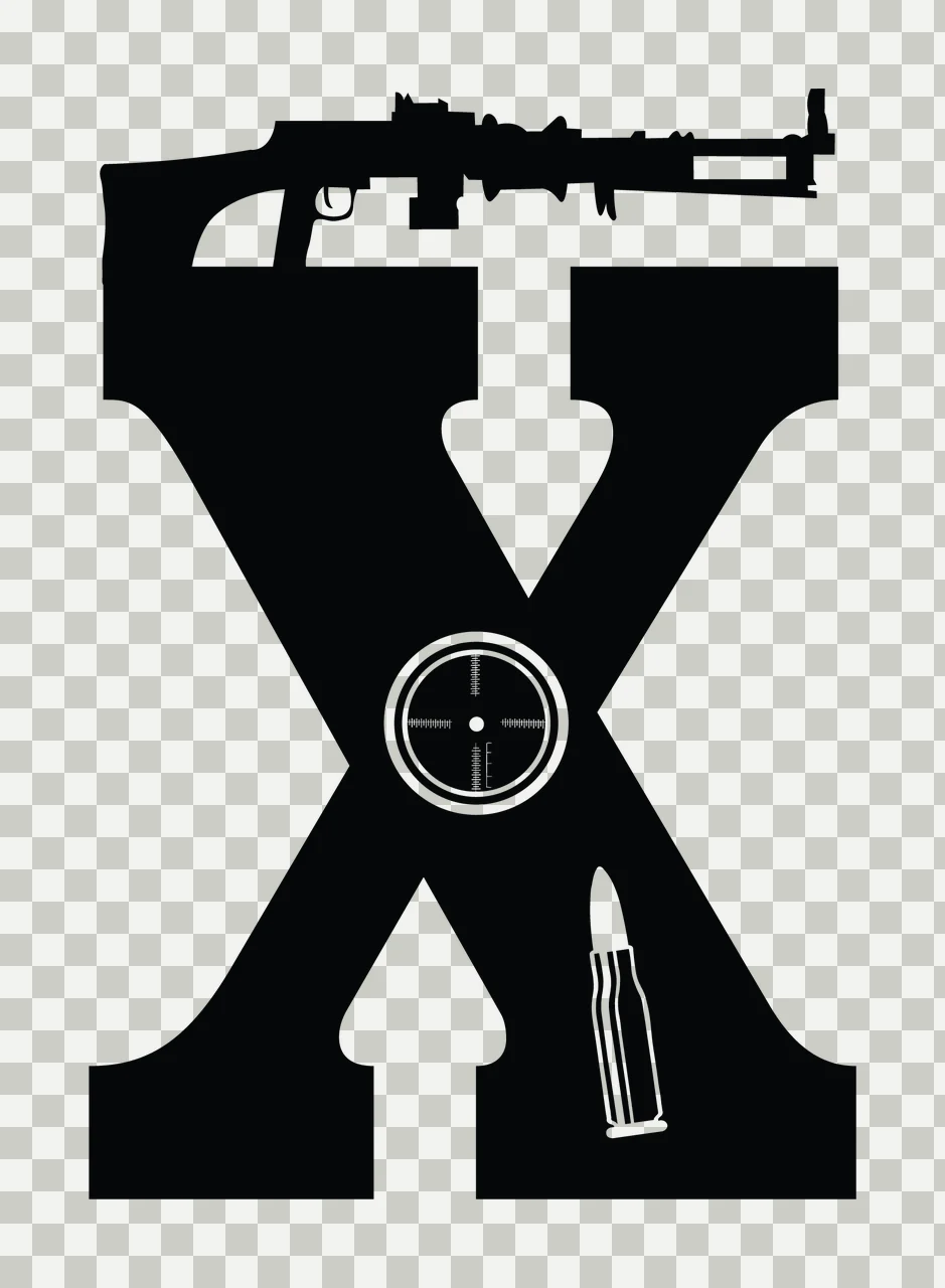 Gun Alphabet Character 15 scalable logo design icon transparency and detail preview thumbnail