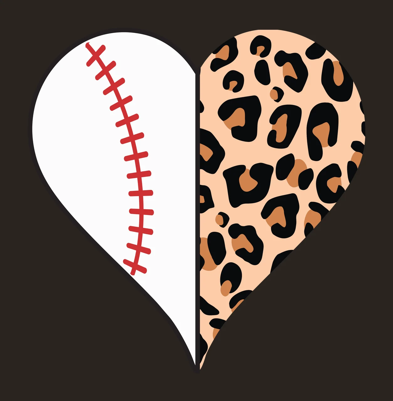 Heart Leopard Shape With Solid Black Side print white plain contrast preview thumbnail