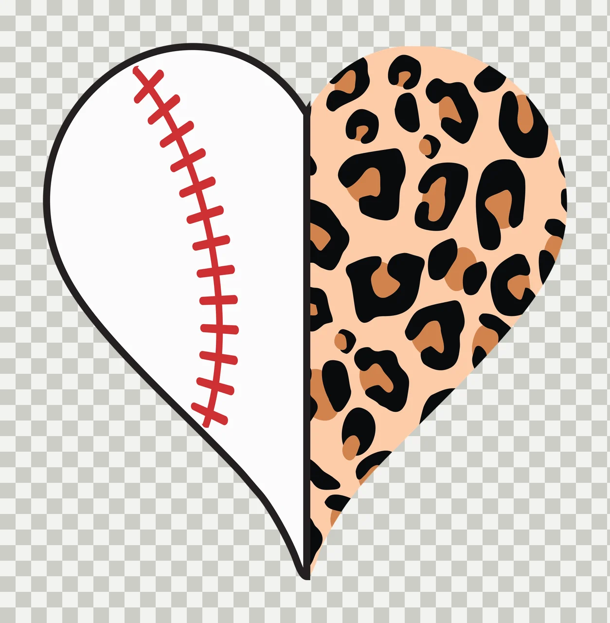Heart Leopard Shape With Solid Black Side print white plain transparency and detail preview thumbnail