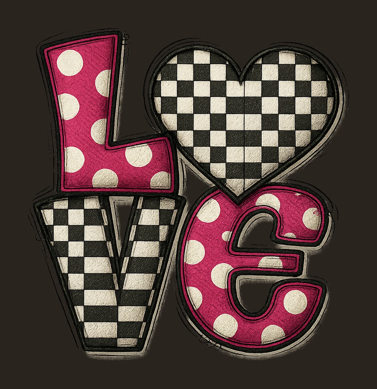 Valentines Day Love Buffalo Plaid Artwork Hand Drawn Day contrast preview thumbnail