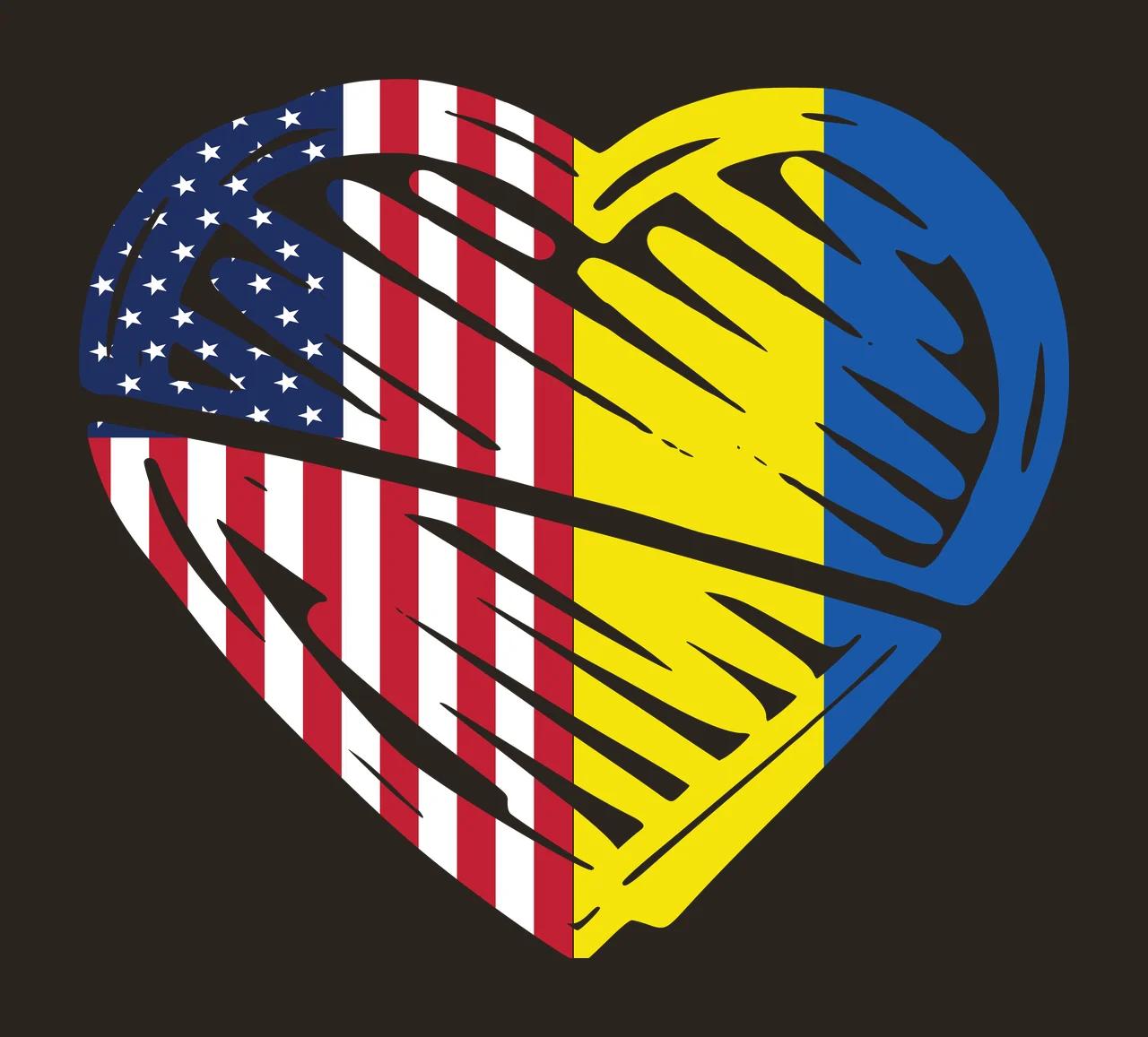 Heart Divided Silhouette With Stars split stripes black white contrast preview thumbnail