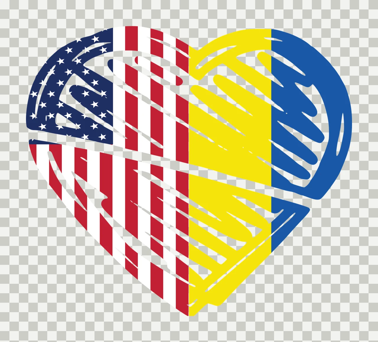 Heart Divided Silhouette With Stars split stripes black white transparency and detail preview thumbnail