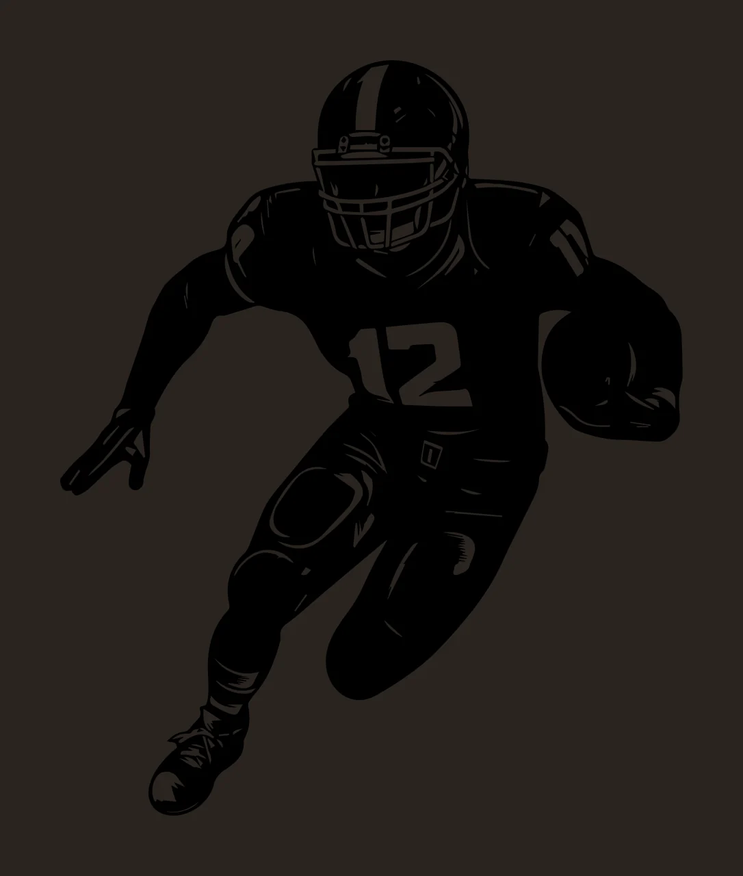 Football Player 12 Running With Number helmet uniform silhouette contrast preview thumbnail