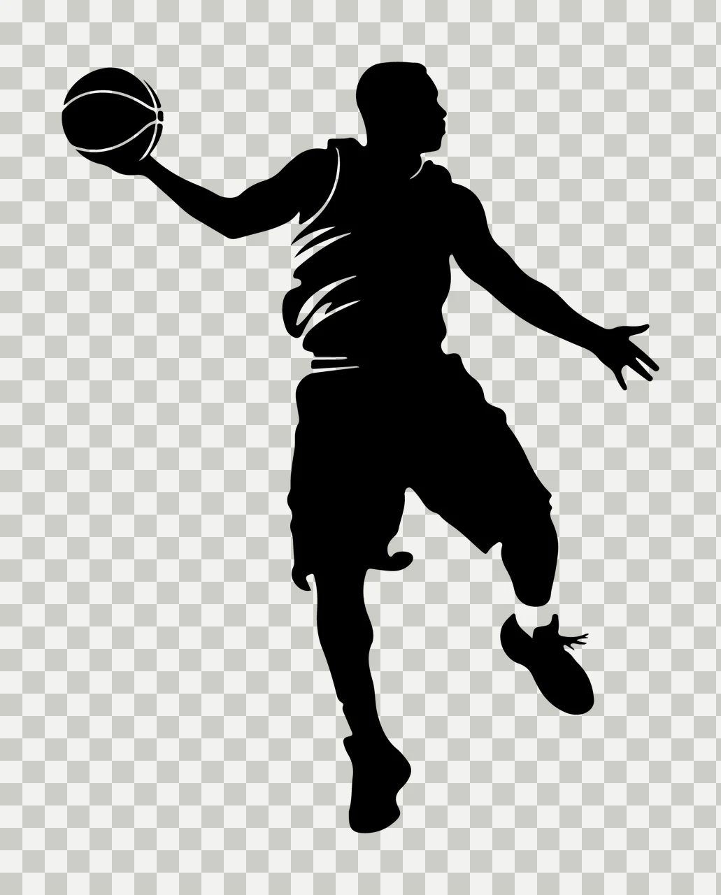 Basketball Player Silhouette In Action Athlete Playing Human figure transparency and detail preview thumbnail