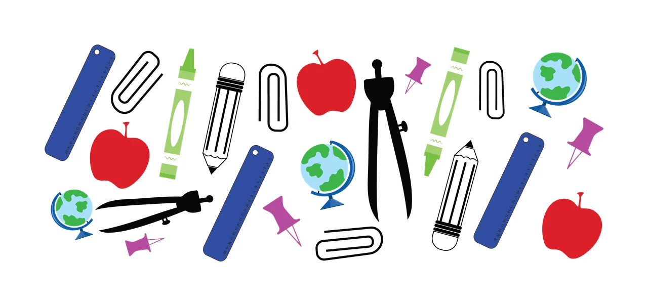 Can Glass Wrap School Supplies Icons Collection Black arranged