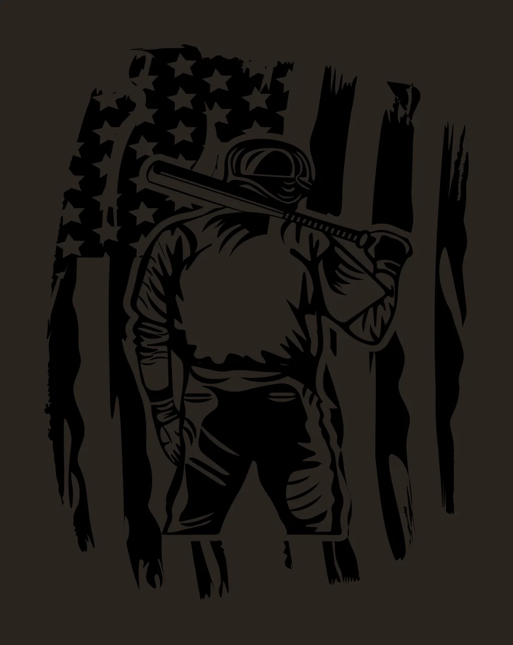 Baseball Player Silhouette Against A Distressed Flag Background bat contrast preview thumbnail