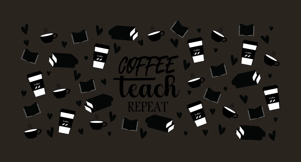 Can Glass Wrap Coffee Text Pattern Illustration repeating cup contrast preview thumbnail