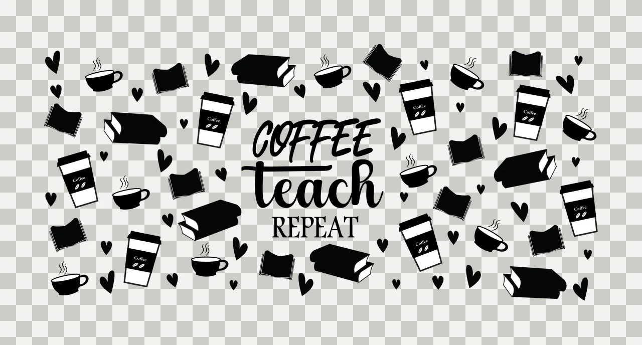 Can Glass Wrap Coffee Text Pattern Illustration repeating cup transparency and detail preview thumbnail