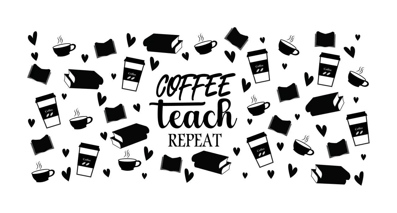Can Glass Wrap Coffee Text Pattern Illustration repeating cup