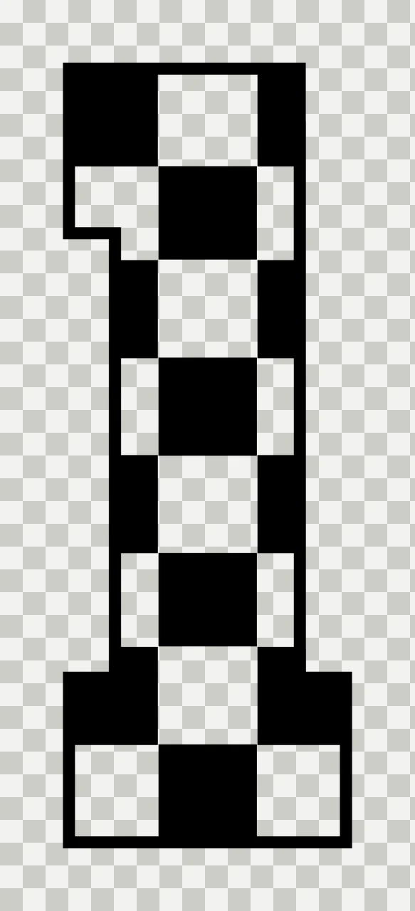 1 A Vertical Number One With Black checkerboard patterned white transparency and detail preview thumbnail