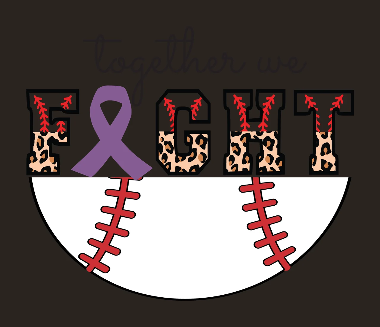 Together We Fight Semicircle Typography Design ribbon graphic contrast preview thumbnail