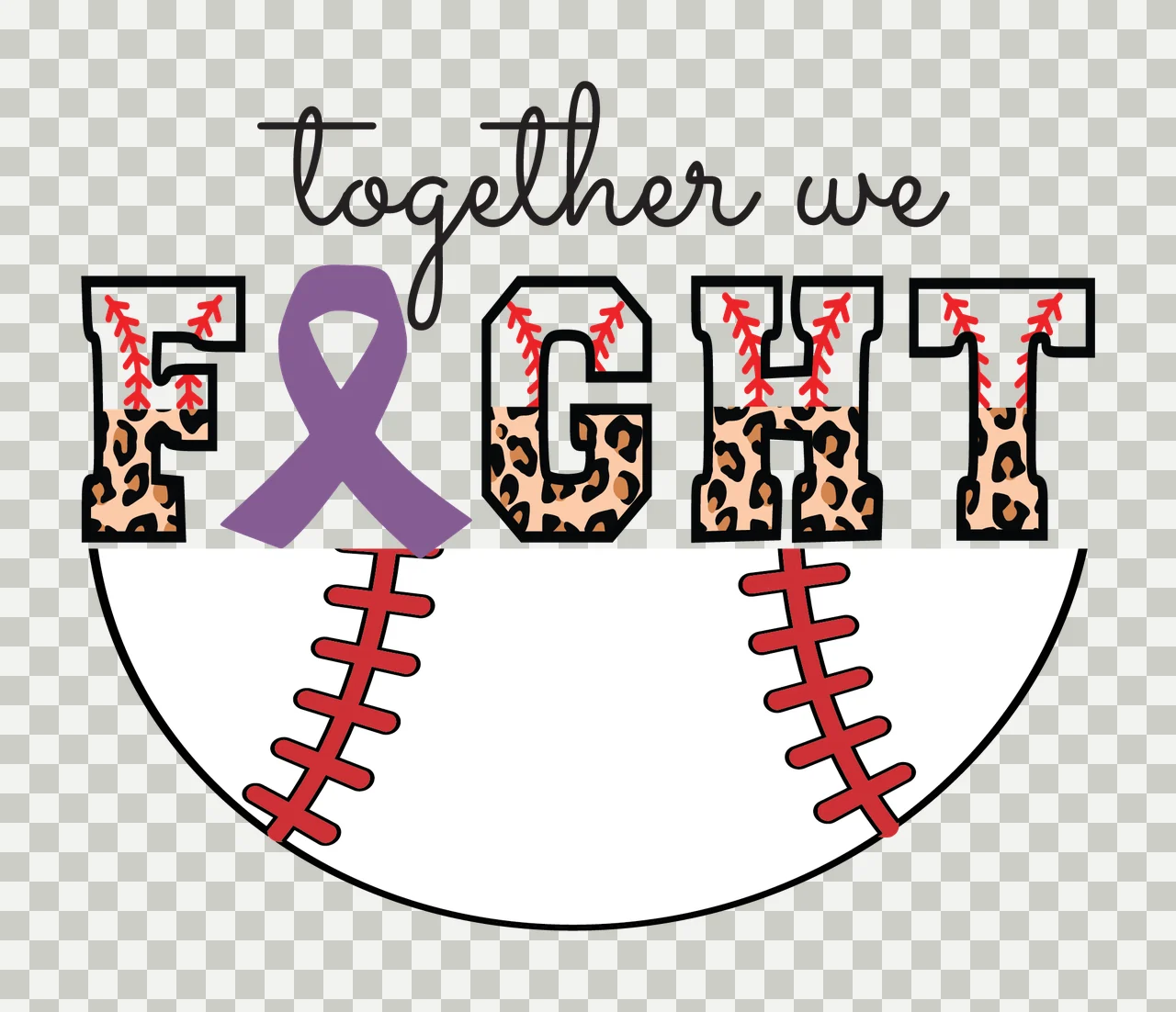 Together We Fight Semicircle Typography Design ribbon graphic transparency and detail preview thumbnail