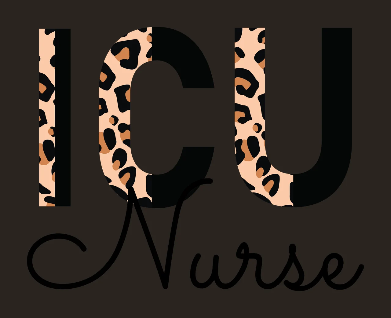 Icu Nurse Text With Leopard Print displaying graphic typography contrast preview thumbnail