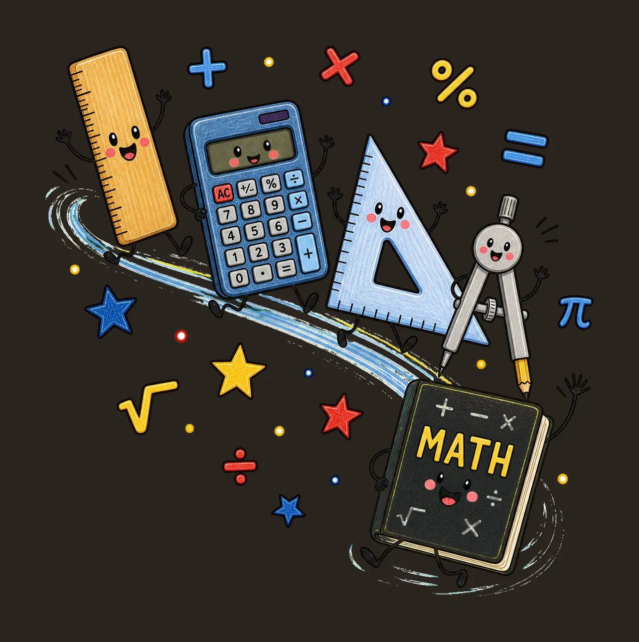 Math Teacher Doodle Characters Geometry Teacher Variation B contrast preview thumbnail