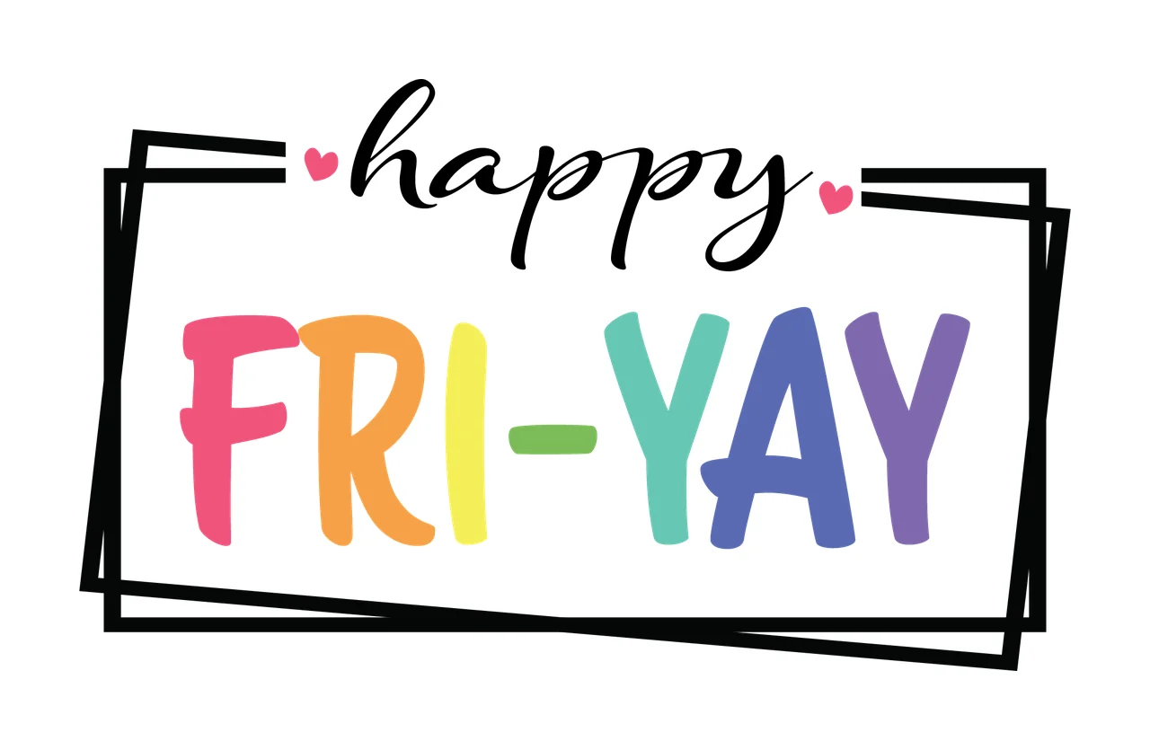 Happy Fri Yay Text With Rectangles And Hearts
