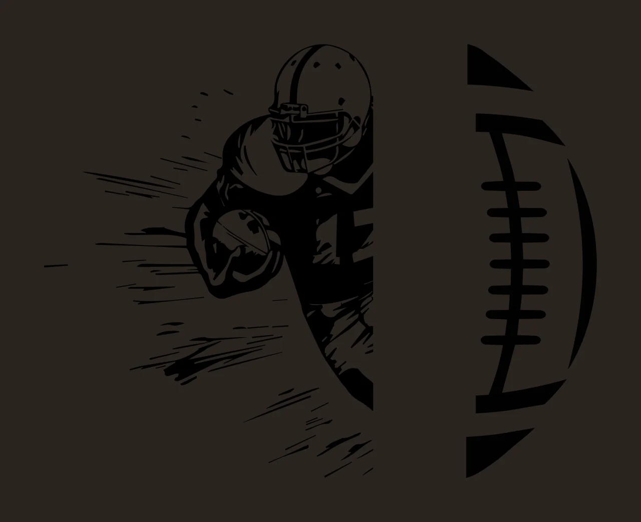 Football Player Profile With Ball Graphic athlete running helmet contrast preview thumbnail