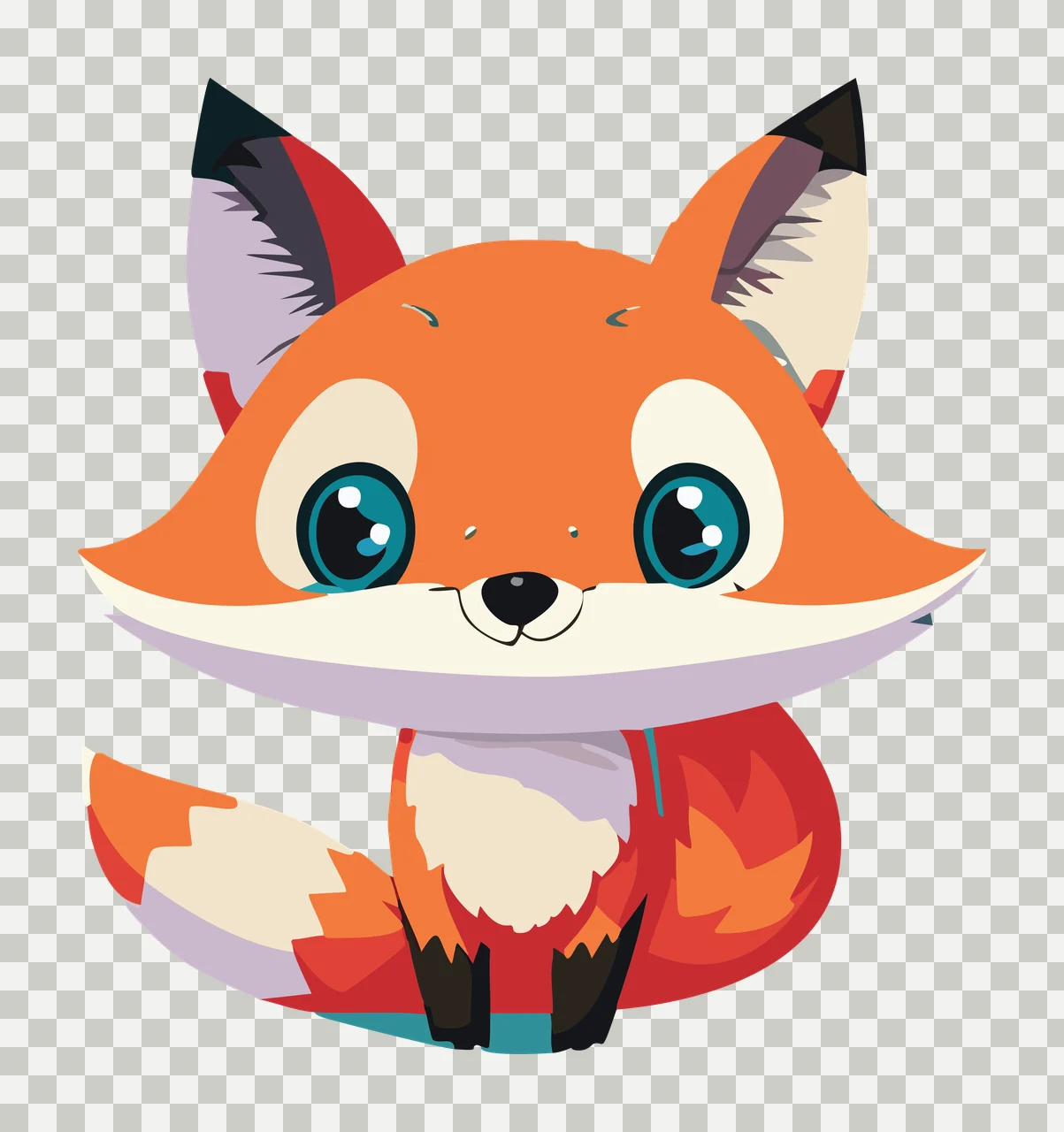 Animal Fox Sitting With Detailed Fur tail ears line drawing transparency and detail preview thumbnail