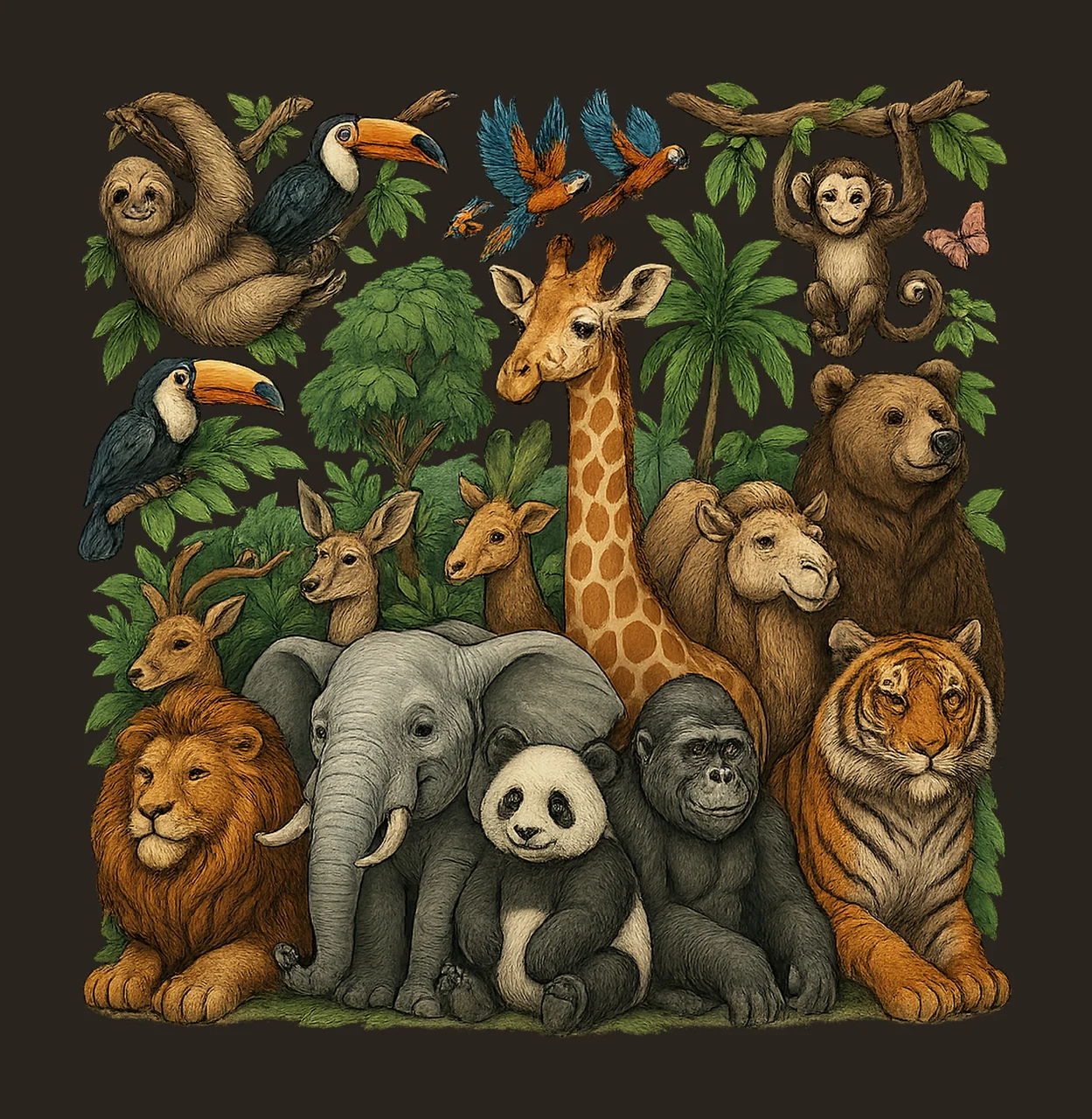 Zoo Animals Design Cute Wildlife Art for Kids Birthday contrast preview thumbnail