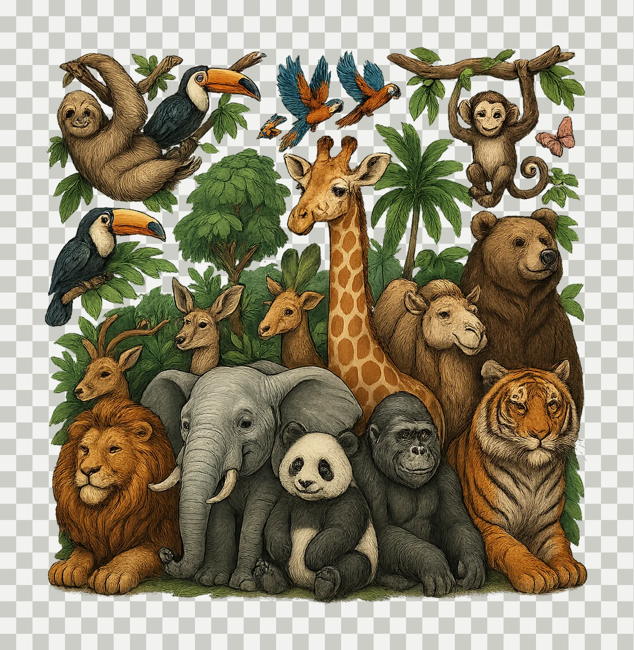 Zoo Animals Design Cute Wildlife Art for Kids Birthday transparency and detail preview thumbnail