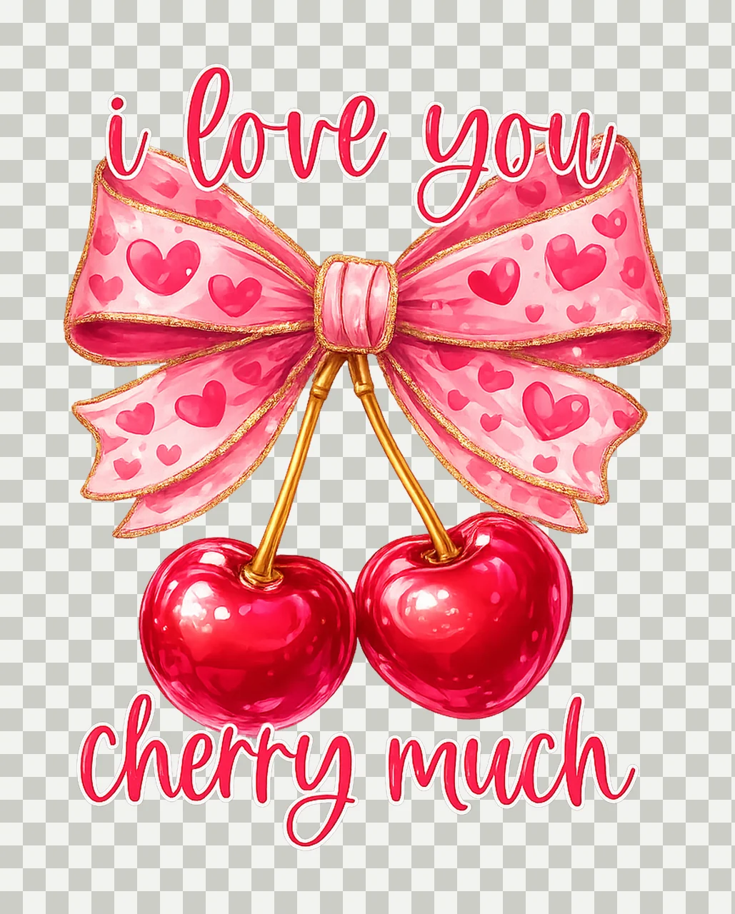 Love You Cherry Much Valentines Cute Bow Design Vday Shirt transparency and detail preview thumbnail