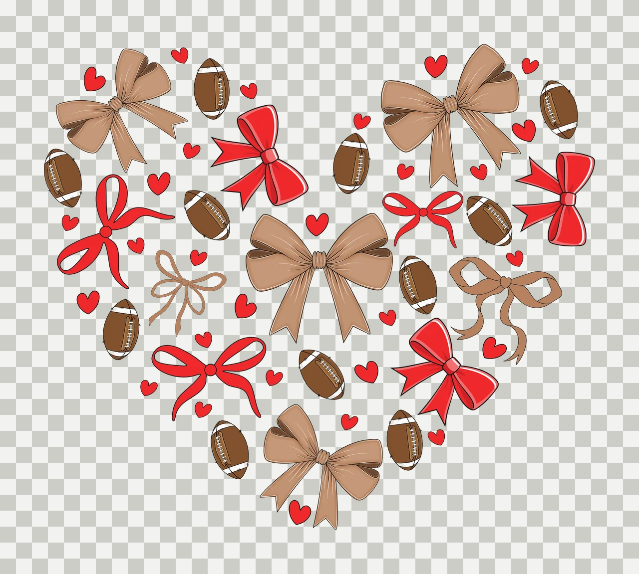 Hearts Bow Heart Shape Composed Of Black Bows forming circles transparency and detail preview thumbnail