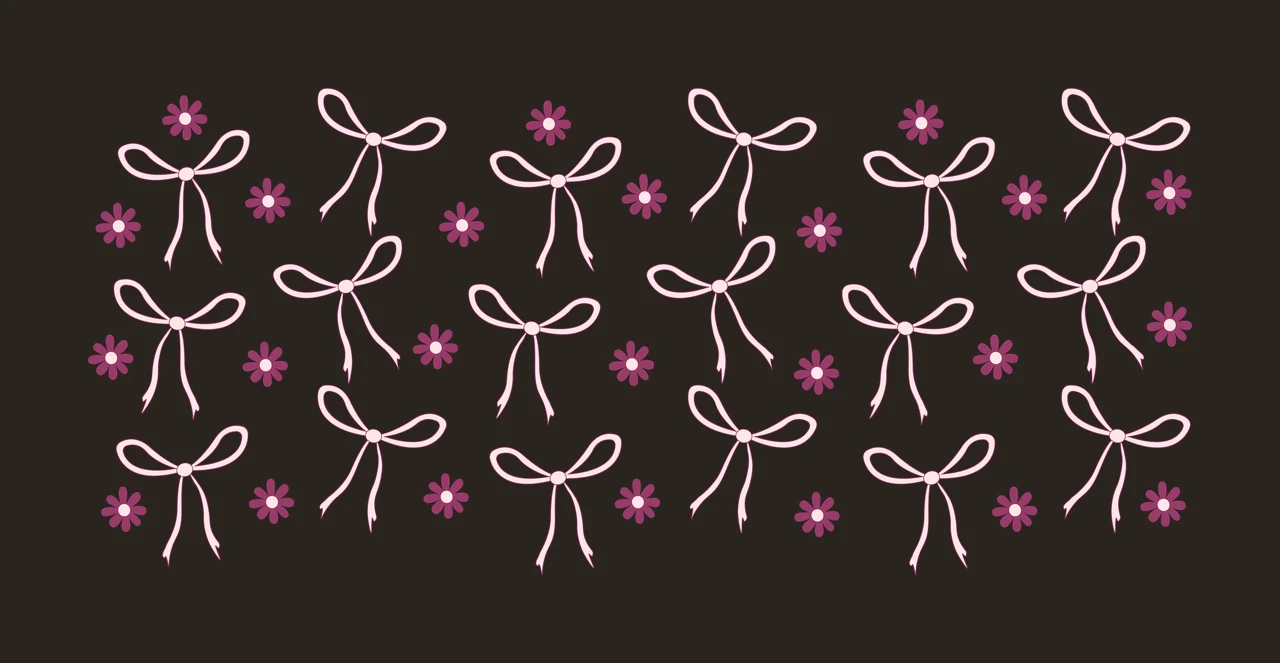 Can Glass Wrap Bow And Flower Silhouette Pattern bows flowers contrast preview thumbnail