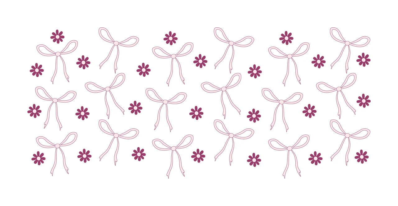 Can Glass Wrap Bow And Flower Silhouette Pattern bows flowers