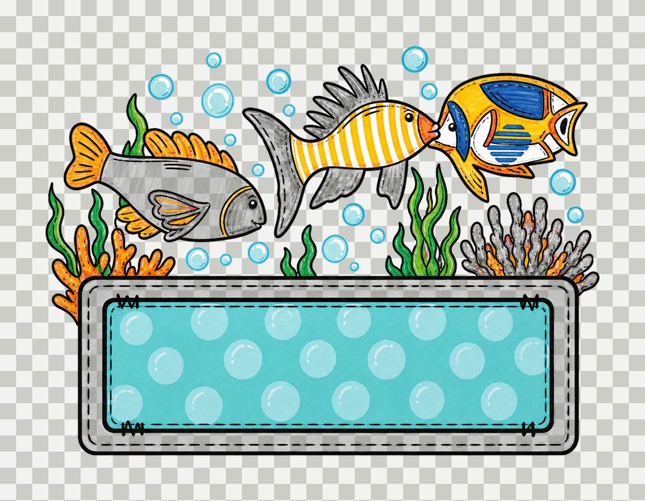 Colorful fish underwater with Name Patch girly Variation B transparency and detail preview thumbnail