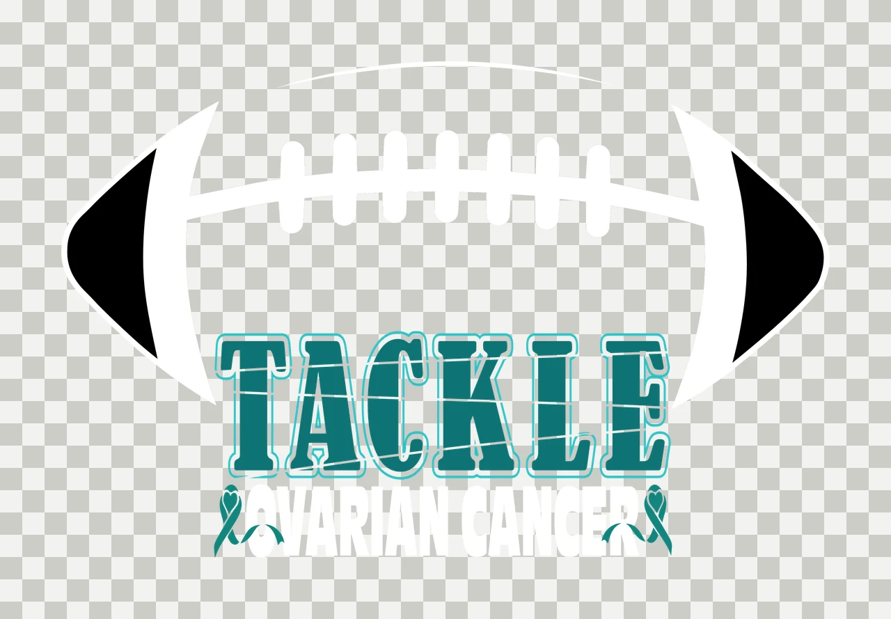 Tackle Ovarian Cancer Football Graphic Text promoting awareness transparency and detail preview thumbnail