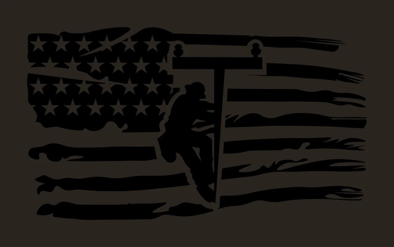 Lineman On American Flag Graphic climbing pole stars stripes contrast preview thumbnail