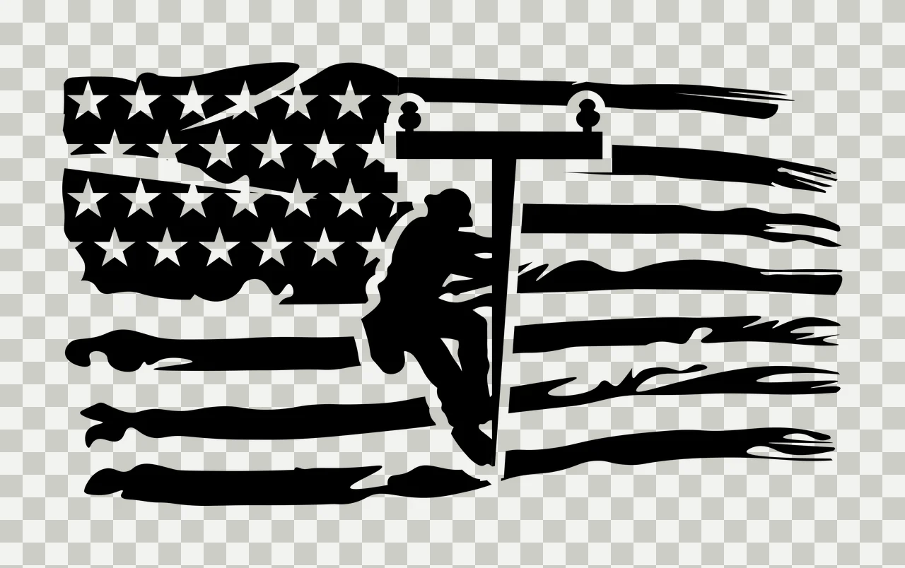 Lineman On American Flag Graphic climbing pole stars stripes transparency and detail preview thumbnail