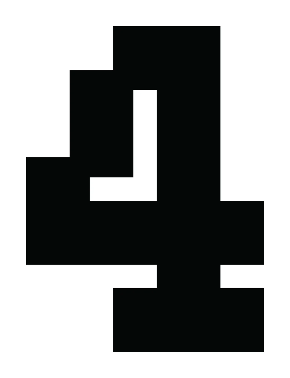 Number 4 Pixel Art Numeral Four In Black white typography symbol