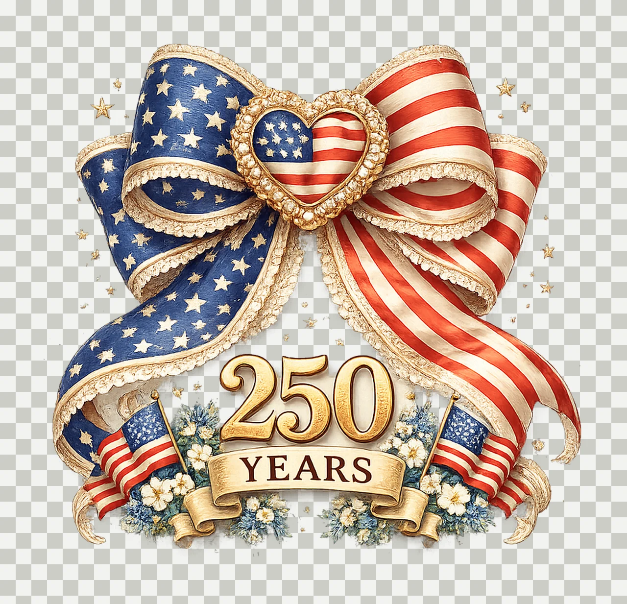 America Bow 4th of July Coquette Design 250 Years American transparency and detail preview thumbnail