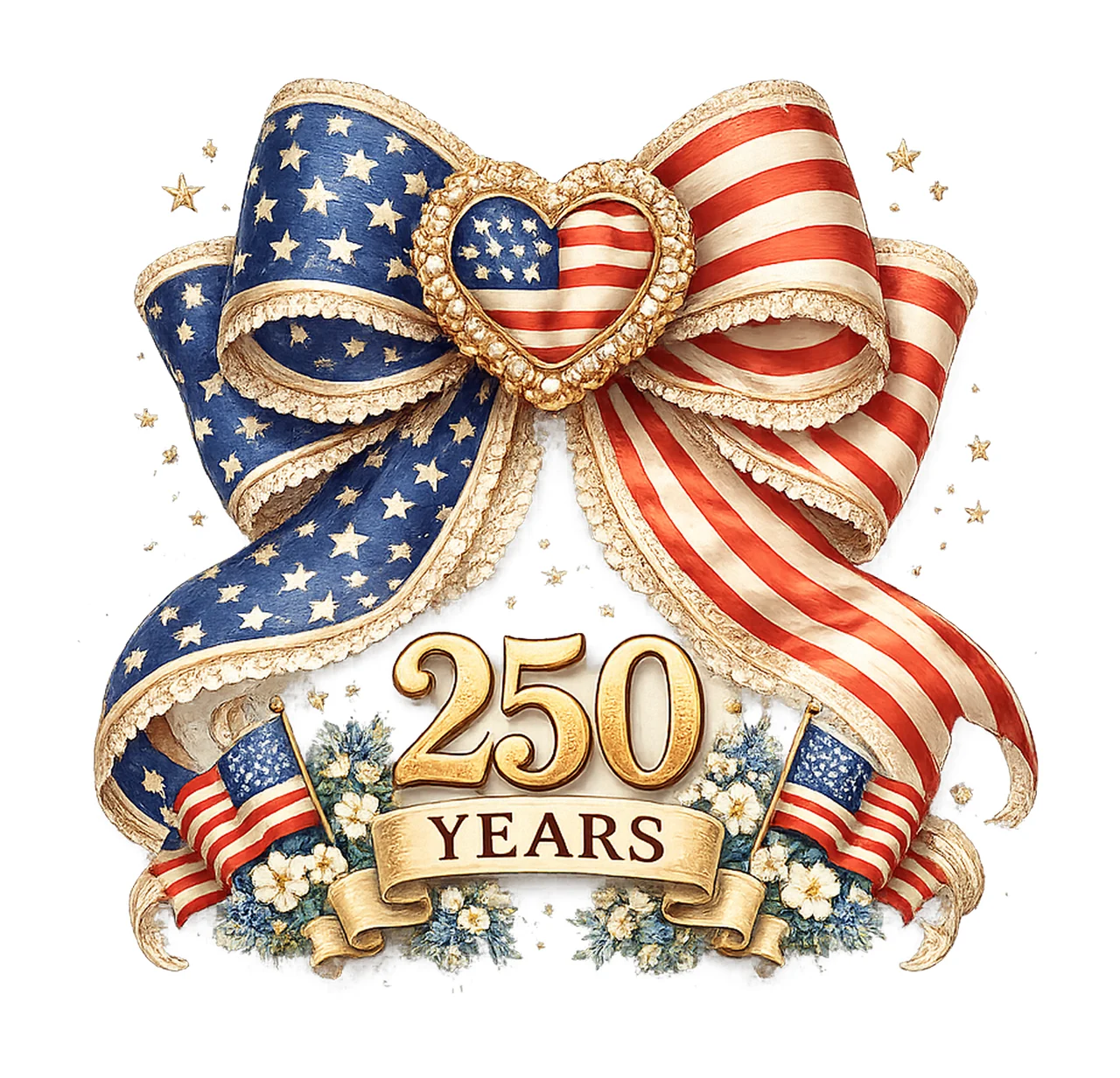 America Bow 4th of July Coquette Design 250 Years American