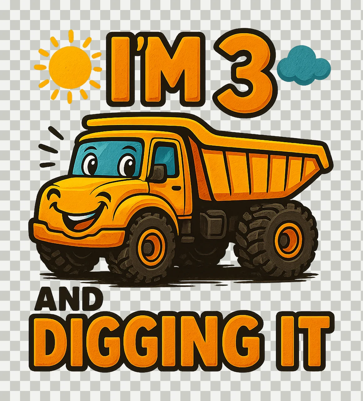 Im And Digging It Sublimation Design Birthday Boy Truck transparency and detail preview thumbnail