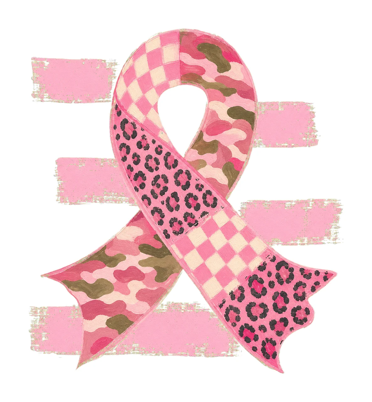 Triple Pattern Pink Awareness Ribbon sublimation Variation A