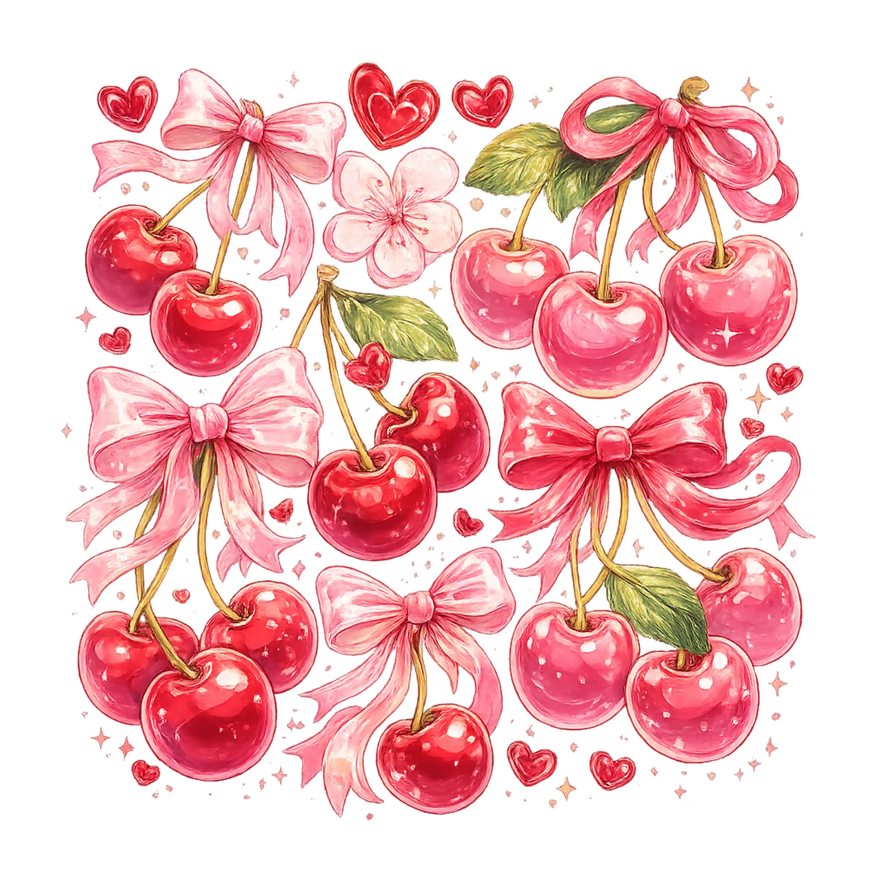 Boho Cherry Coquette Sublimation Design Preppy Cherries