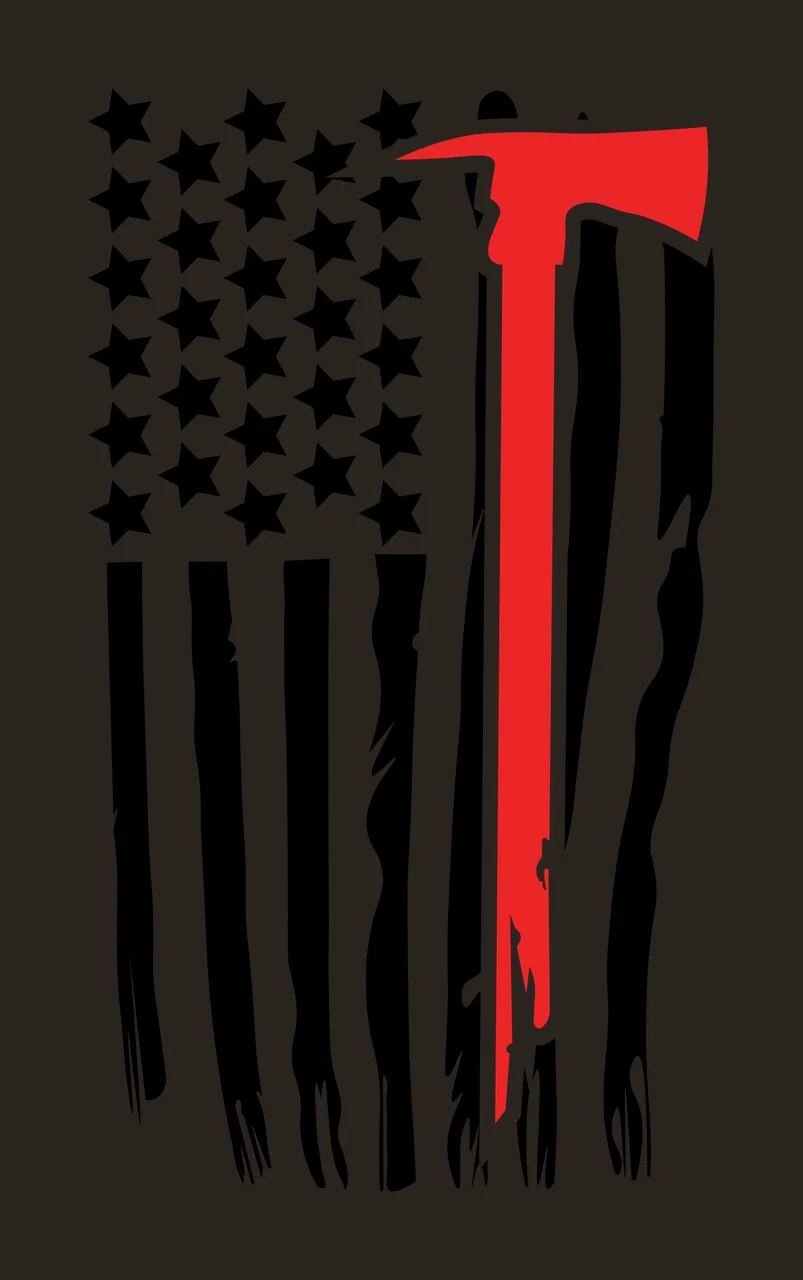 Flag American With Fire Axe integrated stripes stars silhouette contrast preview thumbnail