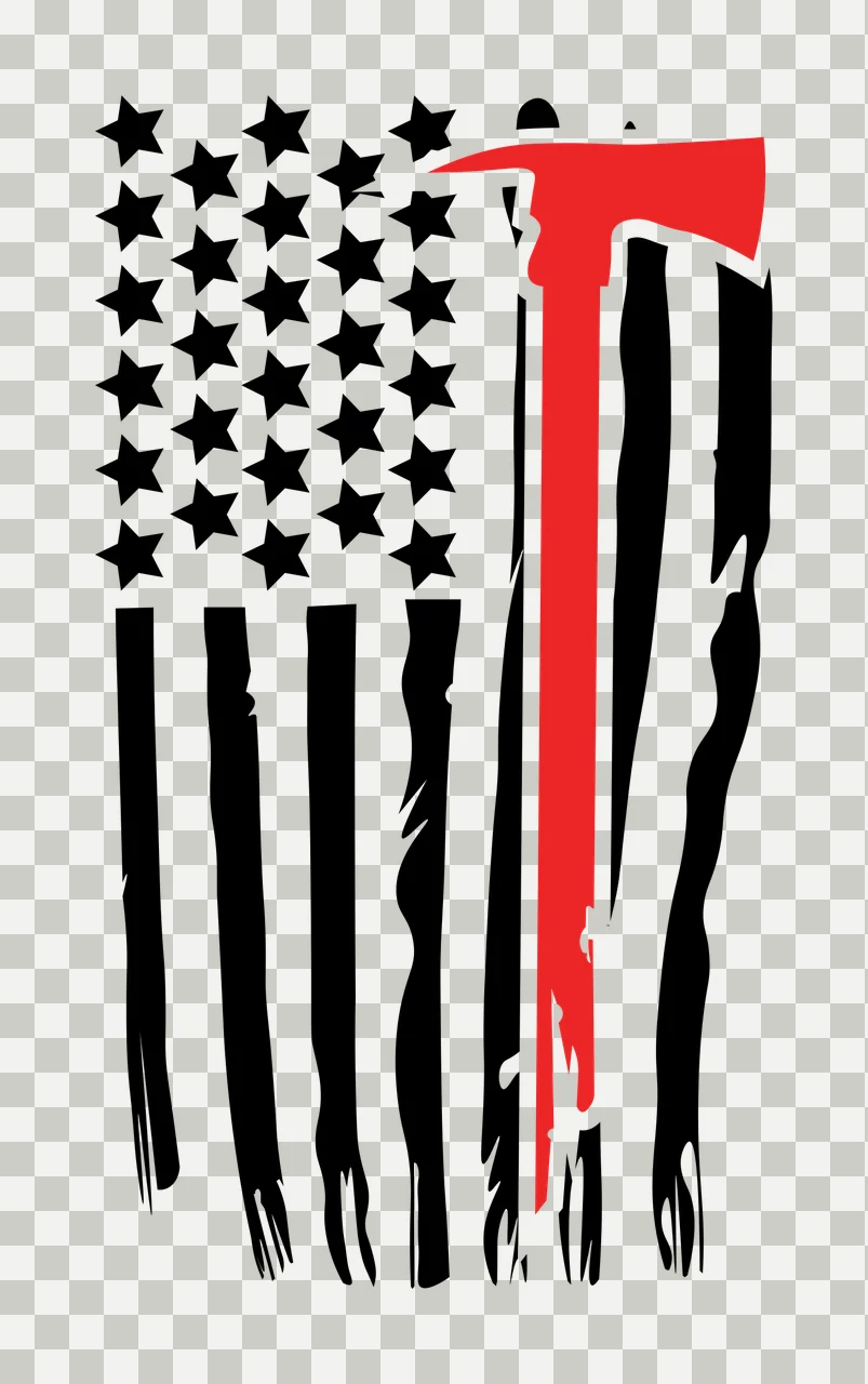 Flag American With Fire Axe integrated stripes stars silhouette transparency and detail preview thumbnail