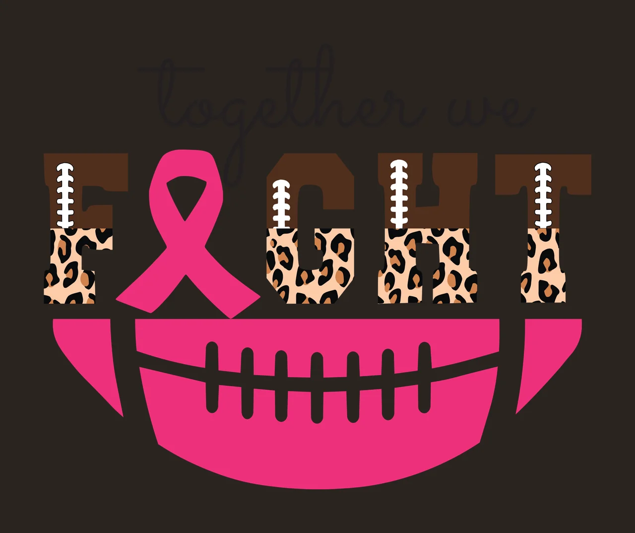 Football Together We Fight Ribbon Typography black white sports contrast preview thumbnail