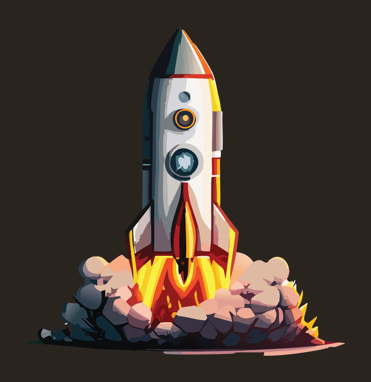 Space Rocket Ship With Mechanical Detail Lines launch exhaust contrast preview thumbnail