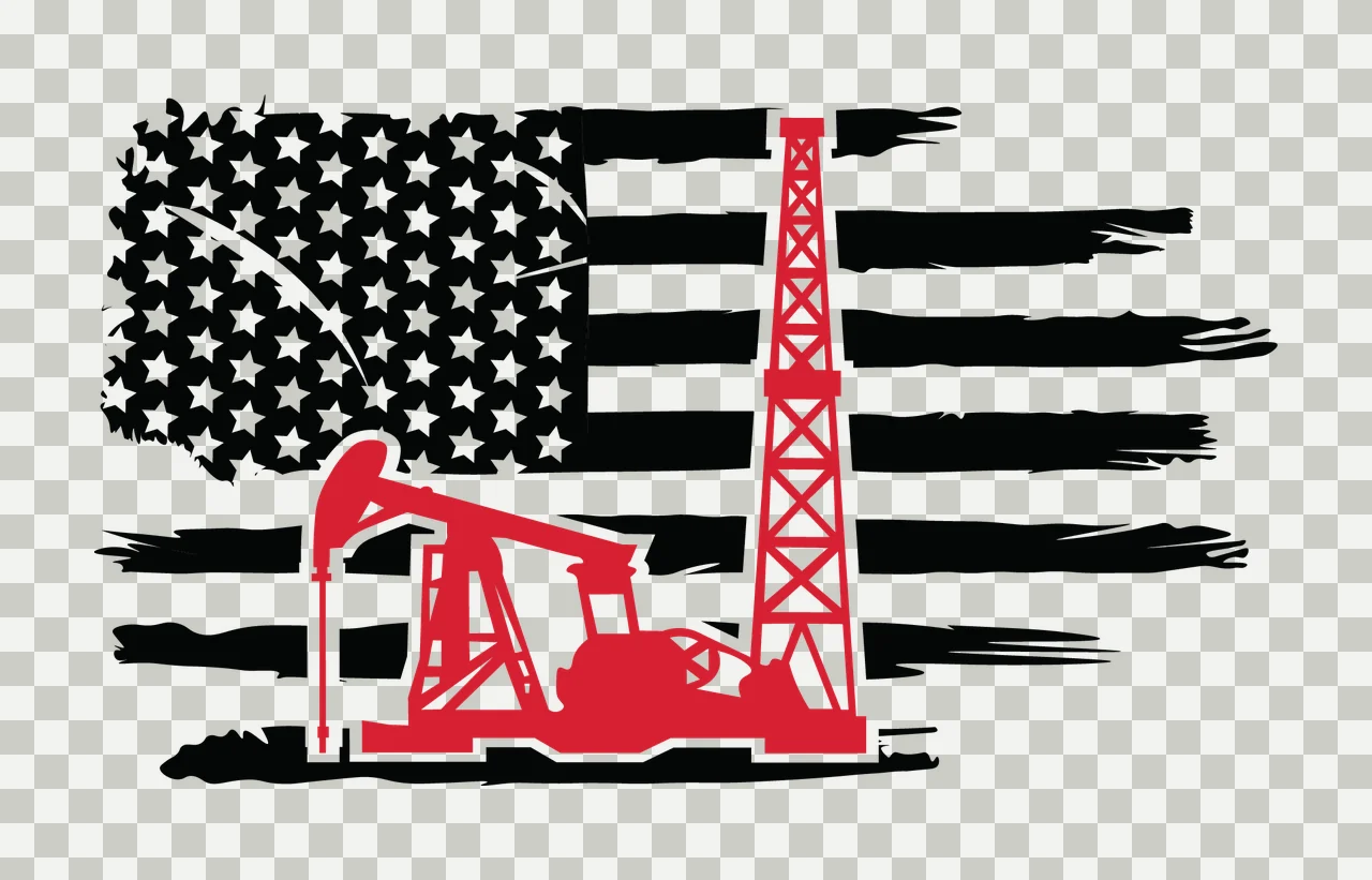Flag Oil Rig Pump Graphic stationary derrick distressed silhouette transparency and detail preview thumbnail