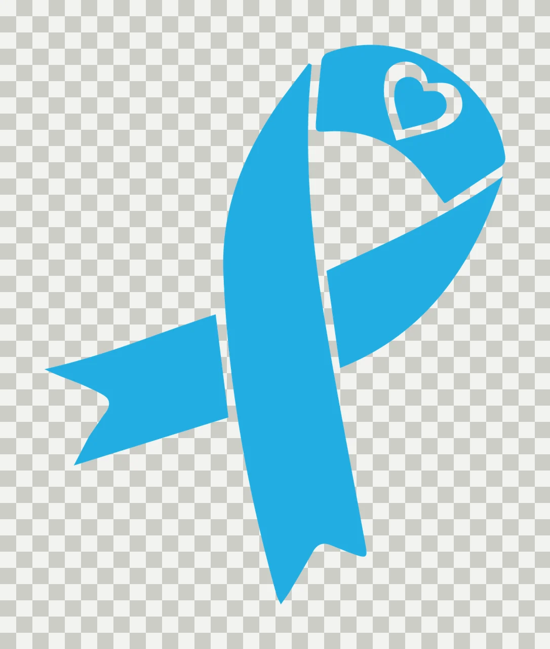 Ribbon Awareness With Heart And Silhouette In Black transparency and detail preview thumbnail