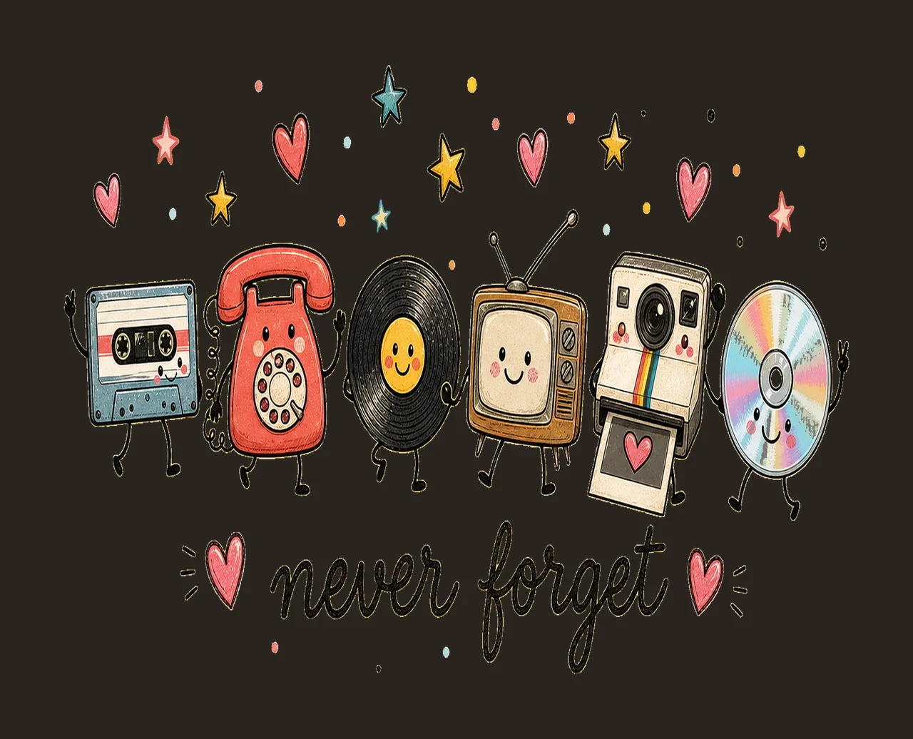 Never Forget Cute Retro Vinyl Sublimation Design Variation A contrast preview thumbnail